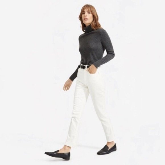 Everlane Denim - Everlane Sz 24  White The High Rise Straight Jean